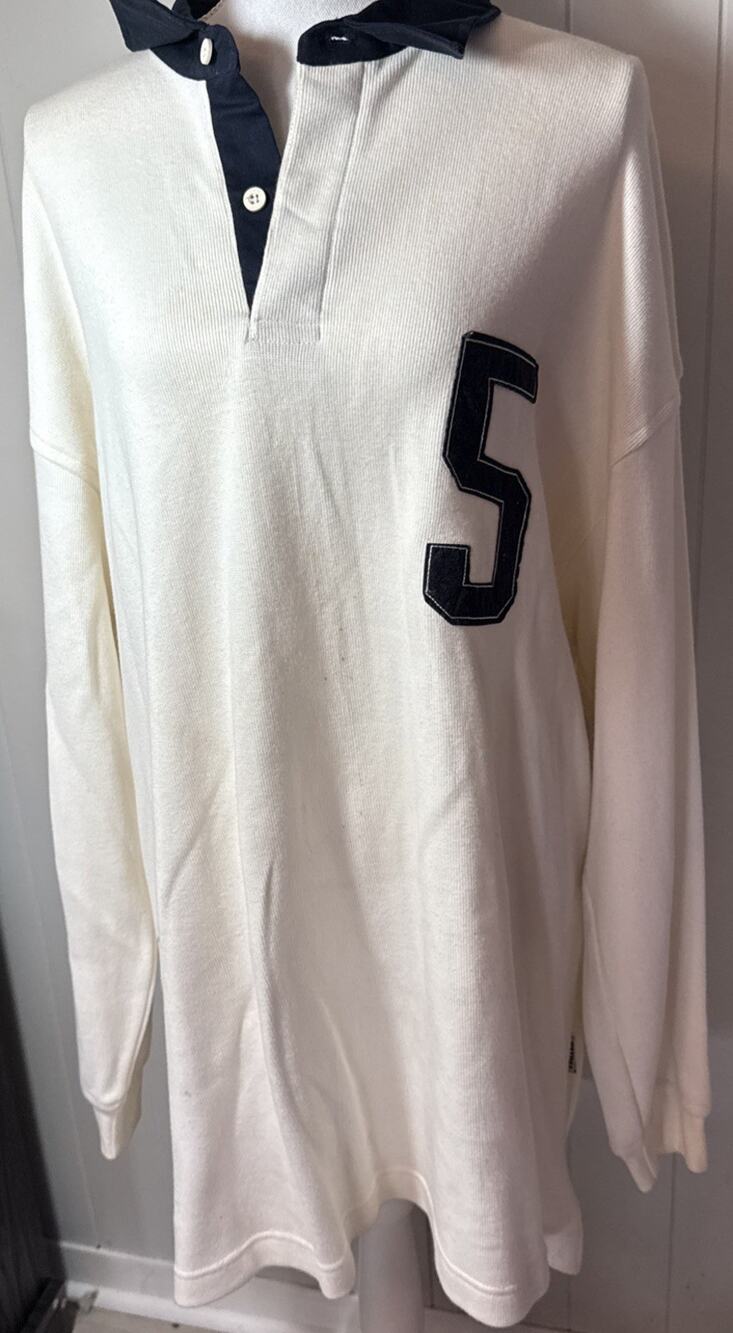 Vintage FUBU Pullover Polo Shirt White Long Sleeve Size 2XL JJ